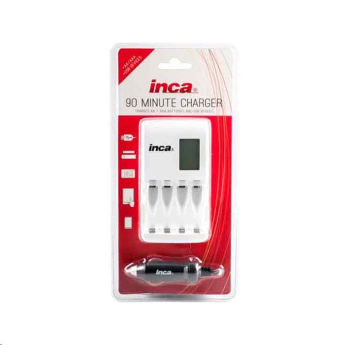 Inca Fast 90min AA AAA Battery Charger Including Car 12v Adapter